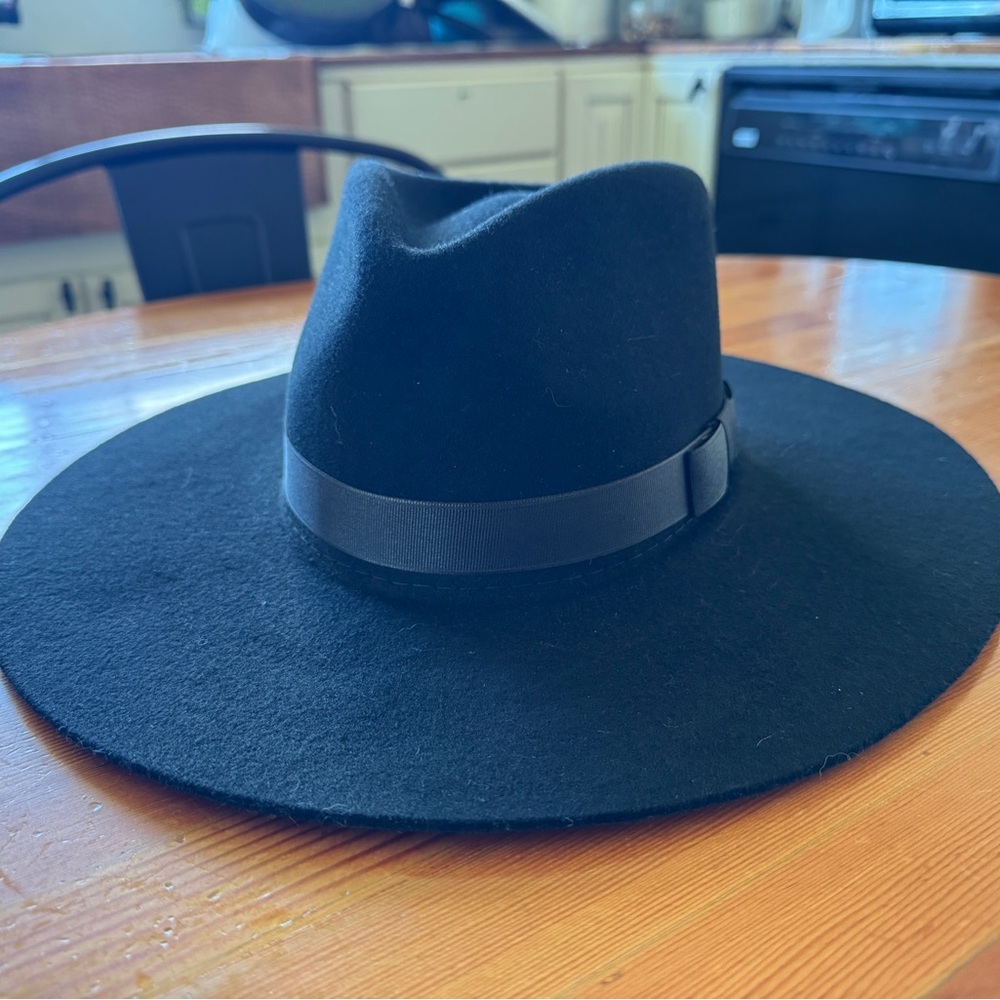 Black Western Style Hat - Pinch Front Panama Hat - Felt Hat - Fall Hat
